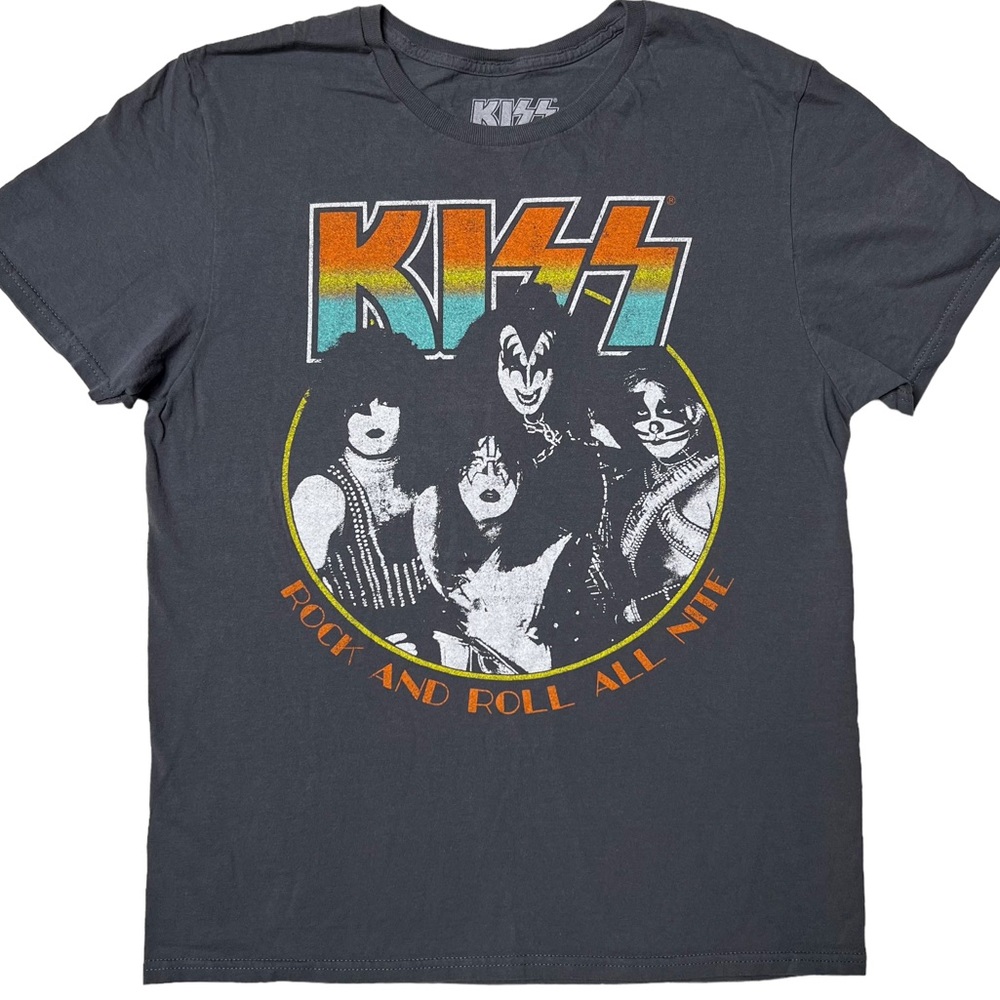 Kiss Rock and Roll All Night Graphic T-Shirt in Grey Unisex Sz M